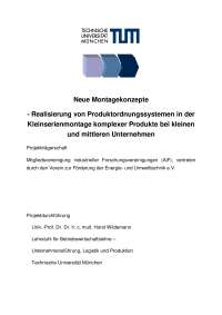 Neue Montagekonzepte- Realisierung von Produktordnungssystemen