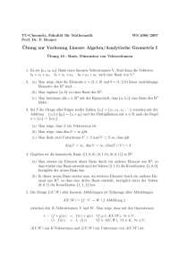Übungsaufgabe Basis, Dimension von Vektorrämen Prof. Benner