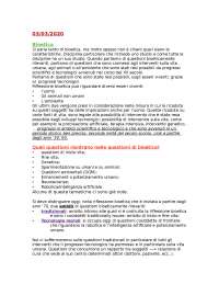 Appunti Bioetica Università Bicocca prof. Silvia Salardi - Docsity