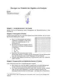 Übungen zur Didaktik der Algebra und Analysis