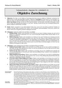 SR:Objektive Zurechnung-Arbeitsblatt Prof. Heinrich WS 18