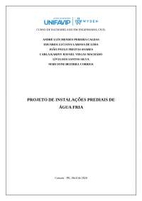 PROJETO DE INSTALAÇÕES PREDIAIS DE ÁGUA FRIA