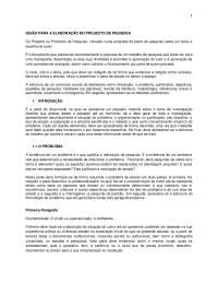 GUIÃO PARA A ELABORAÇÃO DO PROJECTO DE PESQUISA