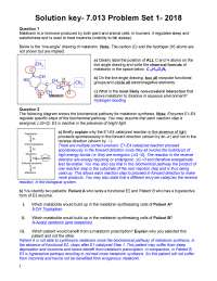 Introductory Biology Solutions Key to Problem Set 1