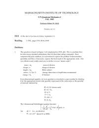 Problem Set 1 for Quantum Mechanics I at Massachusetts Institute of Technology, Fall 2002