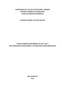 TARIFA DE IMPORTAÇÃO NOMINAL DE 2001 A 2017