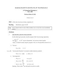 Quantum Mechanics Problem Set #3 for Chemistry 5.73 at MIT