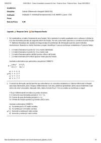Avaliação 2 de Cálculo Diferencial e Integral II, MAD103 (UNIASSELVI)