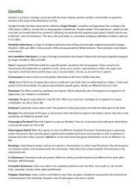 Genetics overview quick guide - Docsity