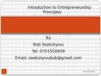 Introduction to Entrepreneurship Principles
