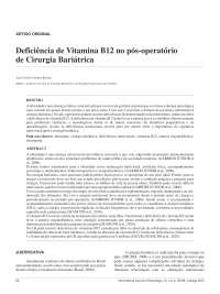 Deficiência de vitamina b12 pós cirurgia