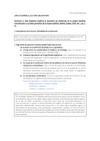 Seminario Lengua Española - Lectura 1 - Nueva gramática de la lengua española -  2019 /2020,