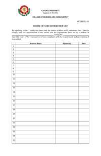 Capitol Univ. - College of Business: Distribution List Course Outline for Students