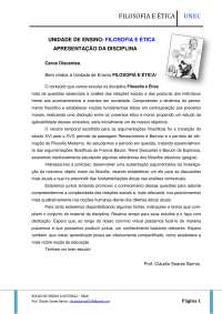 Filosofia e ética, Capítulo 1: A Filosofia e a construção das noções éticas 1 Introdução: O texto que se segue e abre os estudos de Filosofia e Ética