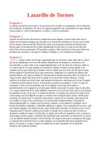 Trabajo lazarillo de tormes | Ejercicios de Lengua y Literatura | Docsity