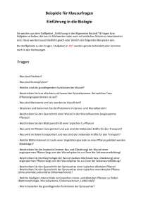 Klausurfragen Einführung in die Biologie für Botaniker
