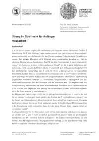 Übung im Strafrecht für Anfänger Hausarbeit Prof. Schuhr