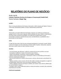 RELATÓRIO E PLANO DE NEGÓCIO