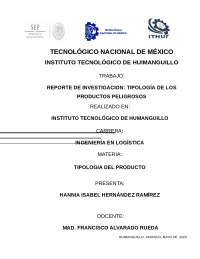 TIPOLOGÍA DE LOS PRODUCTOS PELIGROSOS