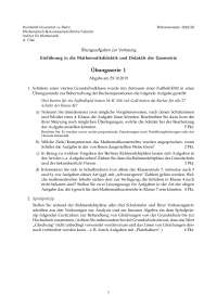 Einführung in die Mathematikdidaktik und Didaktik der Geometrie Übungsserie 1