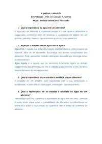 Água na composição dos alimentos