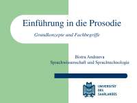 Grundkonzepte und Fachbegriffe zur Einführung in die Prosodie