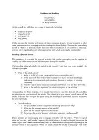 Guidance on Effective Reading of Penal Policy Journal Articles for LAWS3074