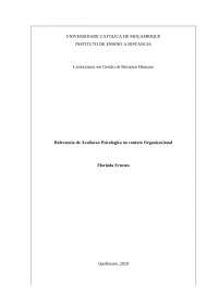 Relevancia de Avaliacao Psicologica no contxto Organizacional