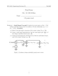 Final Exam Engineering Electronics II | ECE 3110 - Docsity