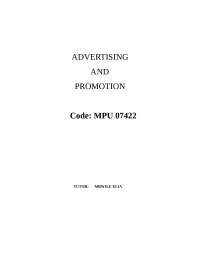ADVERTISING LECTURE NOTES