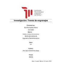 Tipos de Engranes, análisis por medio de sistemas inglés e internacional