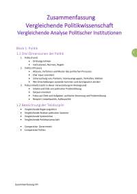 Zsfg. Vergleichende Politikwissenschaft: Vergleichende Analyse Politischer Institutionen