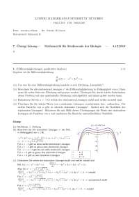 Lösung zur 7. Übung Mathematik für Studierende der Biologie