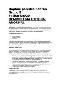 Hemorragia Uterina Anormal: Definición, Factores de Riesgo, Diagnóstico y Complicaciones