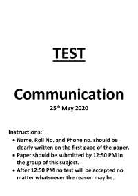 Communication Test - Instructions and Questions