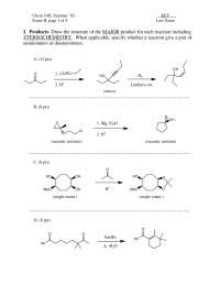 Organic Chemistry Key Exam 2 on Products & Synthesizing a target | CHEM ...