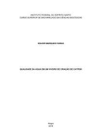 (TCC) Qualidade da água em um viveiro de criação de Catfish