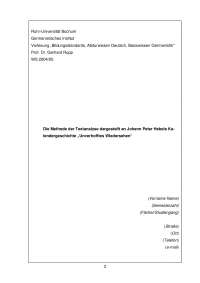 Die Methode der Textanalyse dargestellt an Hebels Kalendergeschichte "Unverhofftes Wiedersehen"