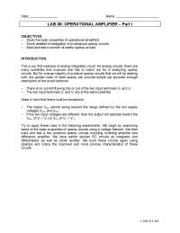 LAB 08: Operational amplifier – Part I (Test instruments) | PHY 4744C ...