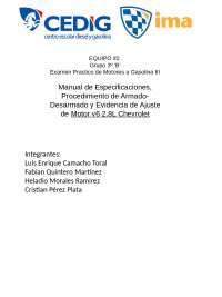 Ajuste de motor, reporte de proceso, fotos, etc