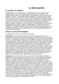 Genesi e storia dell'obligatio - Docsity
