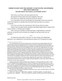 Winning Moot Court Oral Arguments: Strategies and Techniques for Student-Advocates