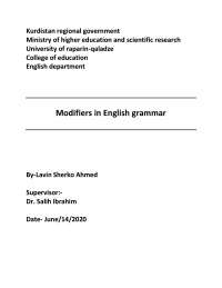 Modifiers in english language