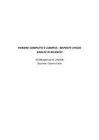 Paniere ANALISI DI BILANCIO eCampus (prof. Caserio) - RISPOSTE CHIUSE