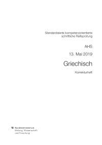 Schriftliche Reifeprüfung Griechisch mit Lösungen | Zentralmatura Mai 2019