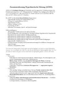 Zusammenfassung Hyperkinetische Störung (ADHS)