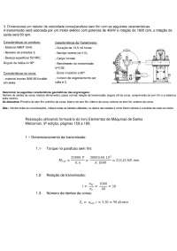 Dimensionamento de coroas e parafusos sem fim