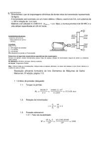 Dimensionamento de engrenagem cilíndrica de dentes retos