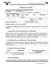 Programa de Estudio de Dinámica de Sistemas Físicos para Ingeniería Mecánica