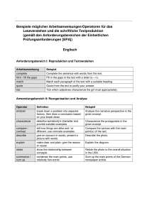 Beispiele möglicher Arbeitsanweisungen/Operatoren fürs Leseverstehen+ Textproduktion Abi Englisch